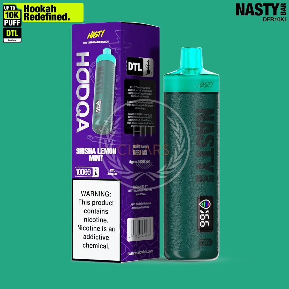 NASTY Hooqa DFR10Ki Shisha Lemon Mint 1 NASTY Hooqa DFR10Ki Shisha Lemon Mint